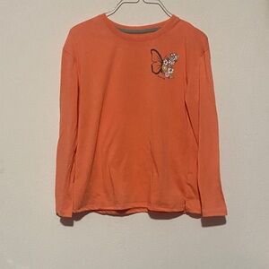 Wonder Nation Orange Long Sleeve Shirt with Butterfly